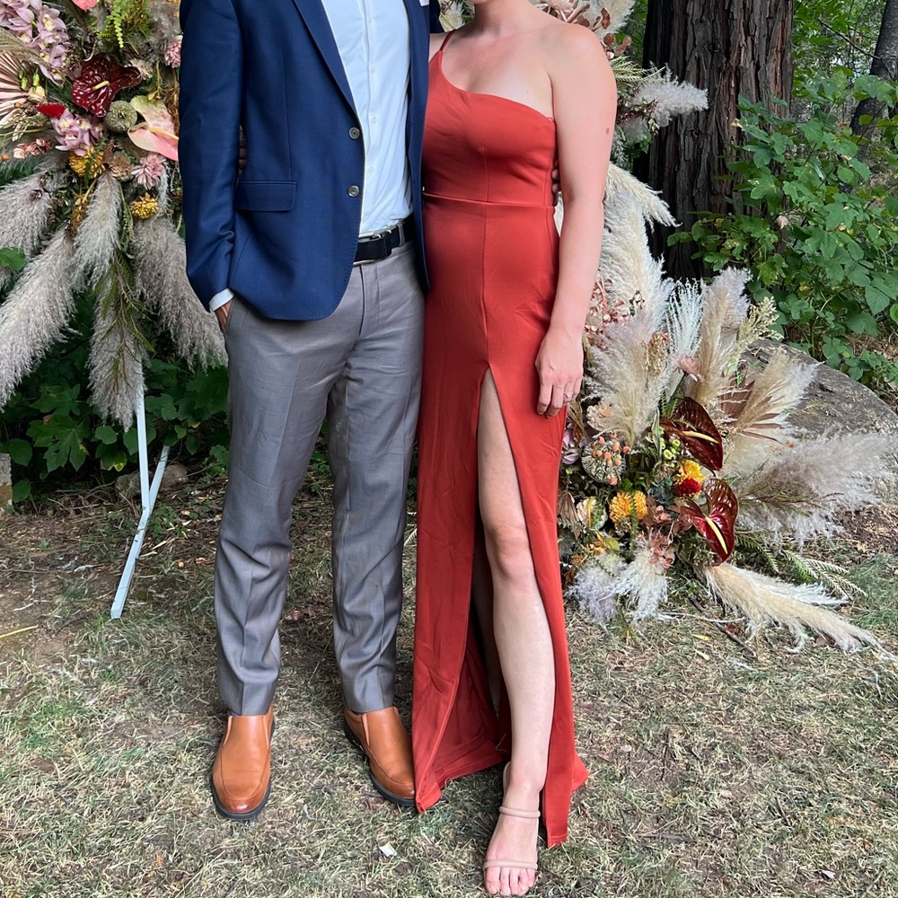 One Shoulder Gown | Rust